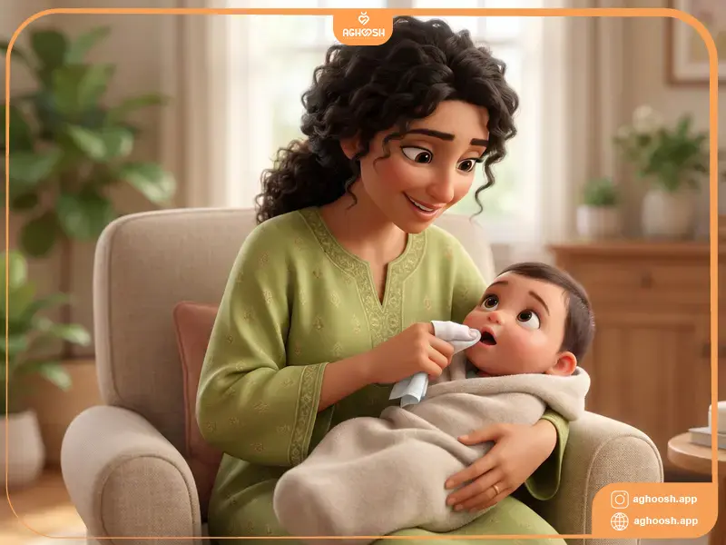 تمیزکردن لثه‌های نوزاد