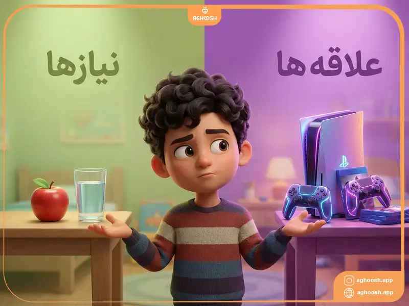 تفاوت نیازها و خواسته‌ها را برای کودکان توضیح دهید!